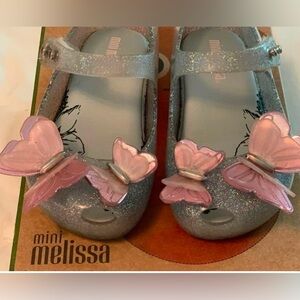 Mini Melissa Mini Ultragirl Fly Silver Glitter Shoes, Size 7 Toddler